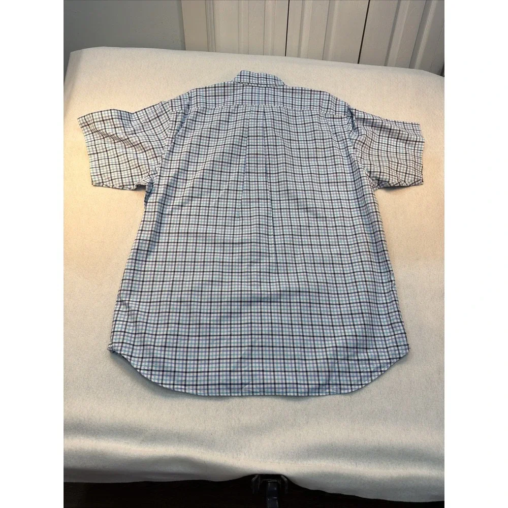 Polo Ralph Lauren Shirt Mens 2XLT Short Sleeve Oxford Blue Plaid Golf Business